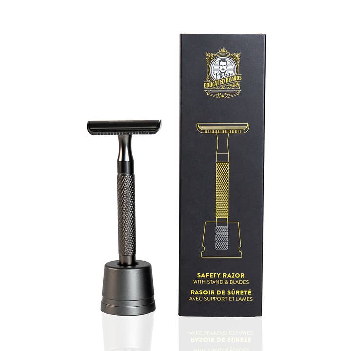 Máquina de Barbear de Segurança com Suporte & 10 Lâminas por atacado de Educated Beards