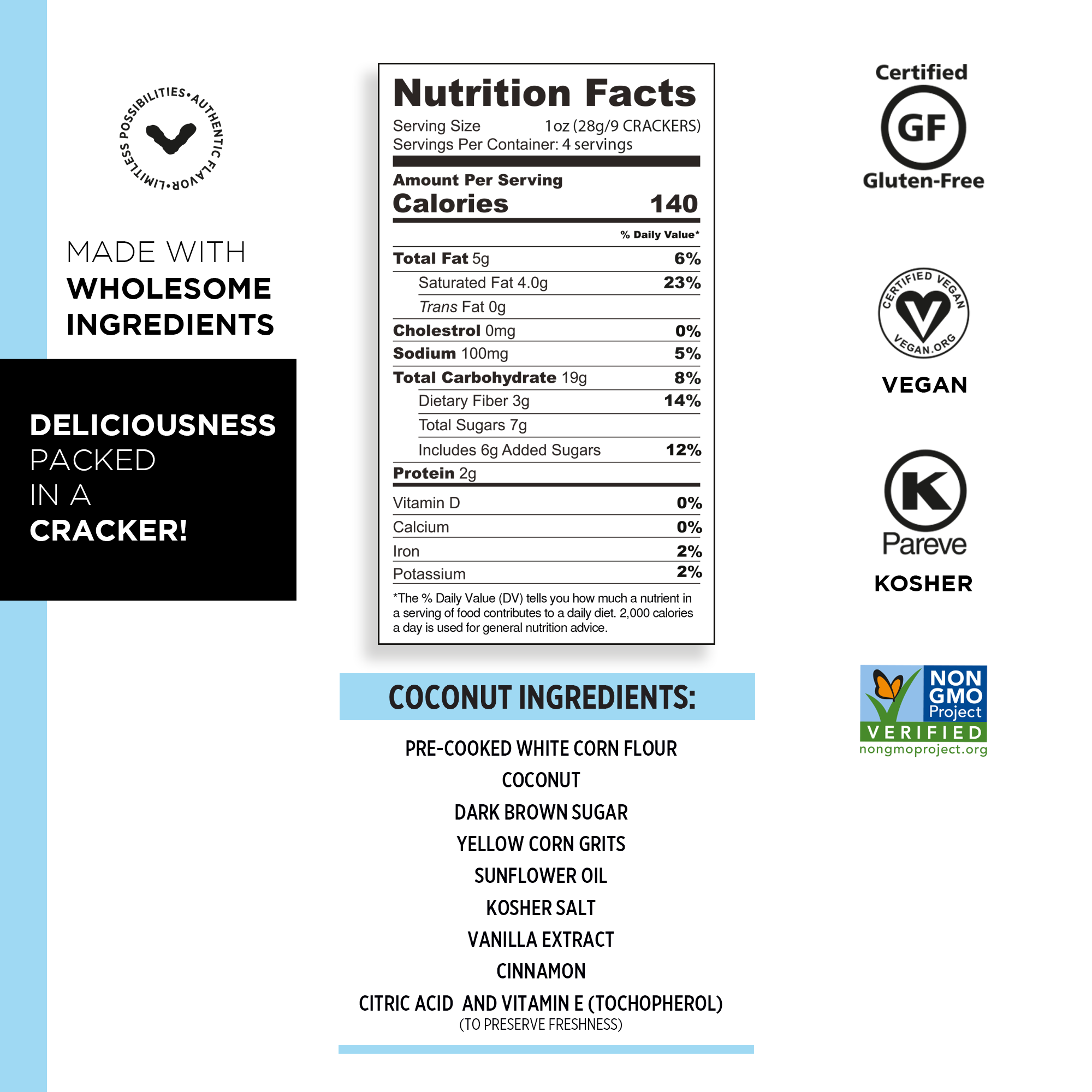 Craize Snacks, INC - Wholesale Crackers - Coconut Toasted Corn Crackers 4oz5