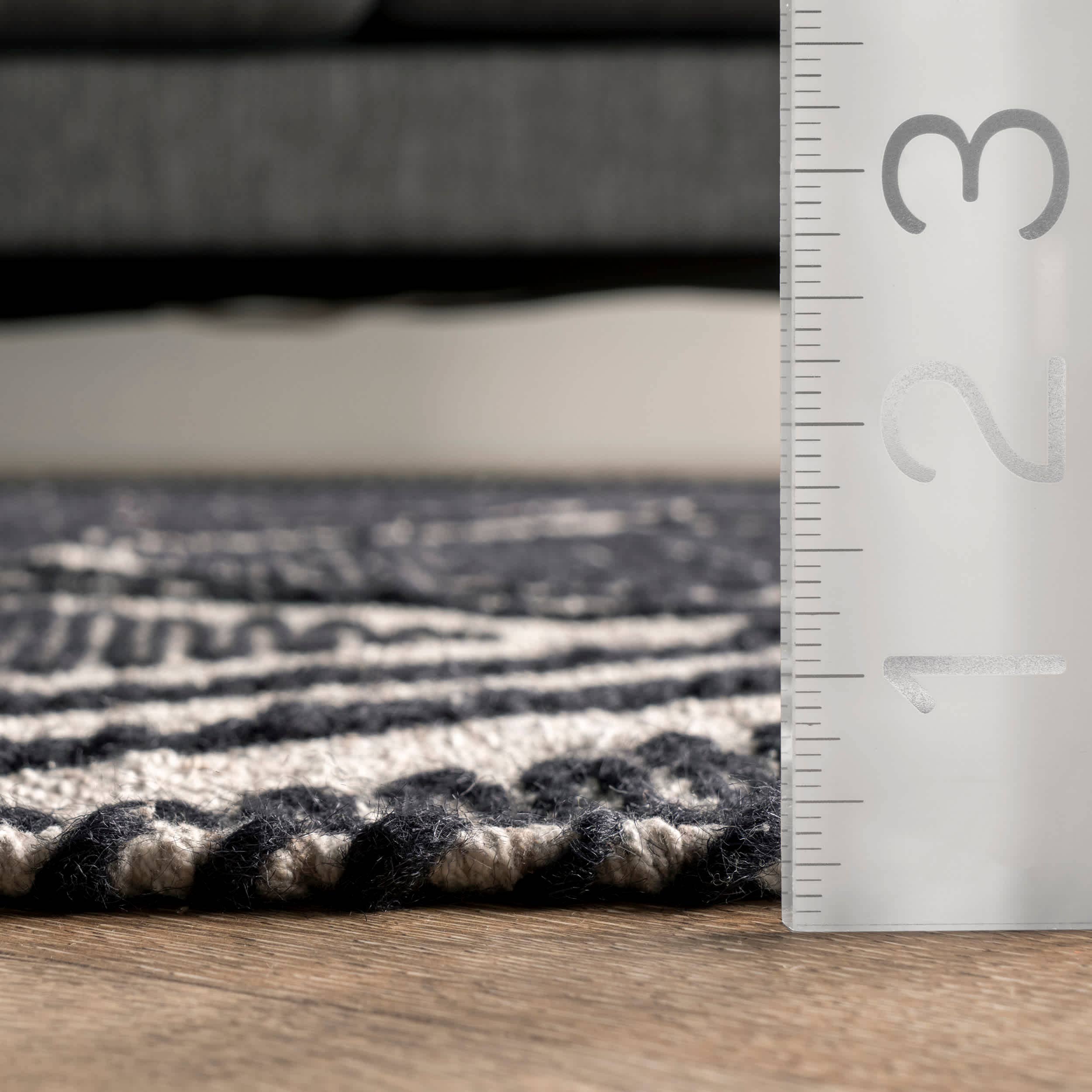 Noir Tapis à pampilles Jubilee en coton et losanges en vente sur Faire1