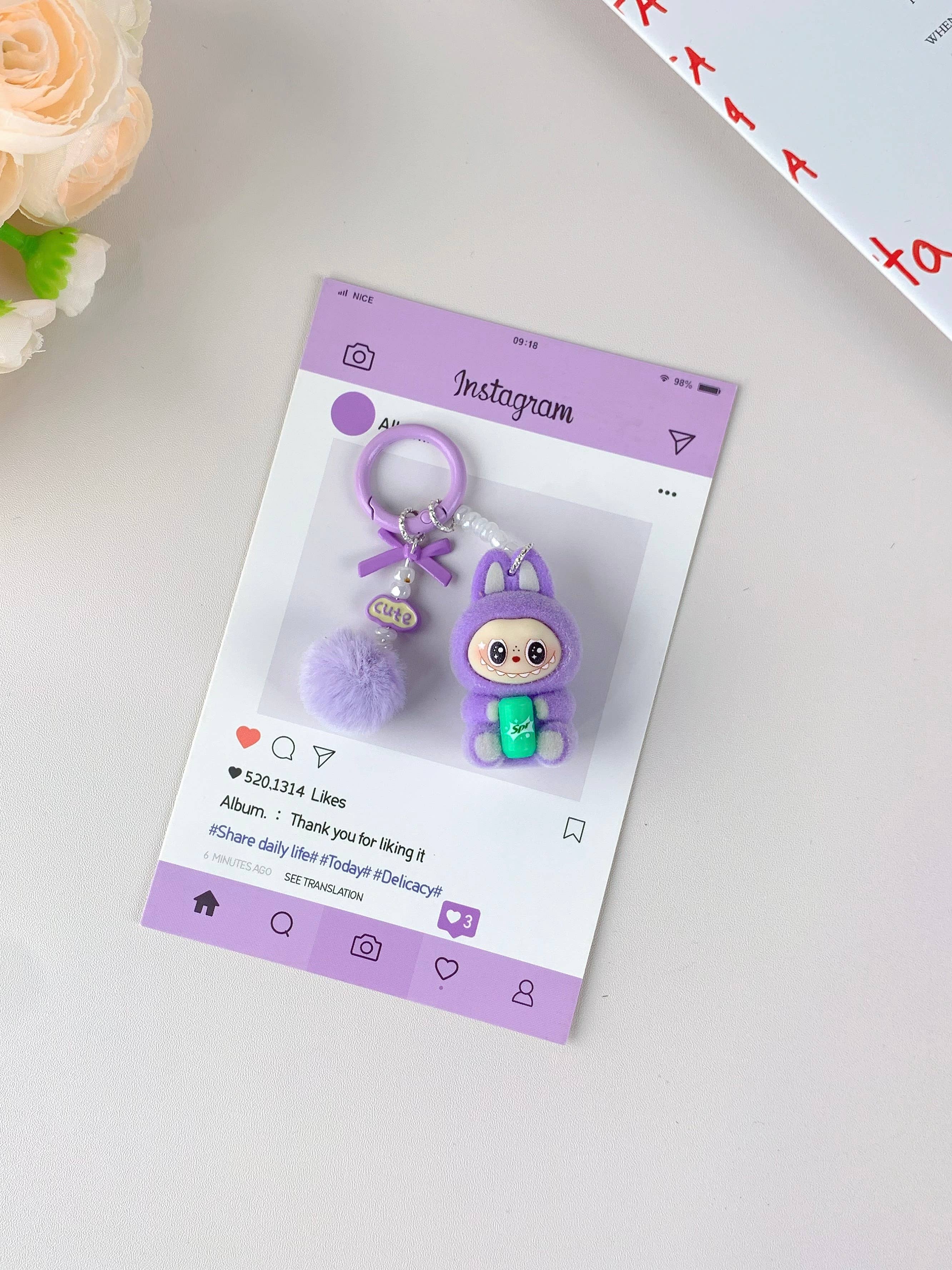 Lilyrosy（Duty free) - Wholesale Keychain – Women's - Labubu style Cute Keychain for Girls,Car Key Accessory3