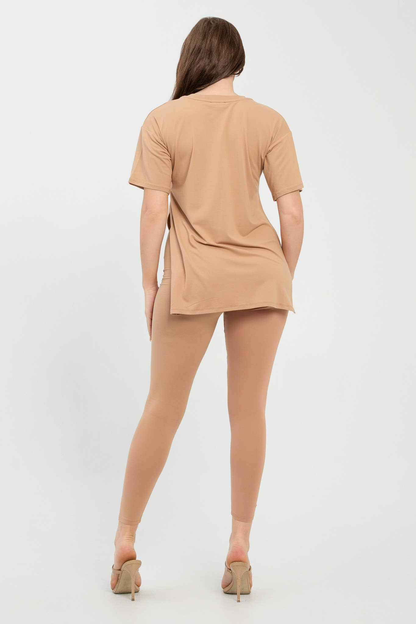 Julia by LoveJ - Wholesale Top & Pant Set (NOT Loungewear) - Women's - V Neck Side Slits Basic Top And Leggings Set12