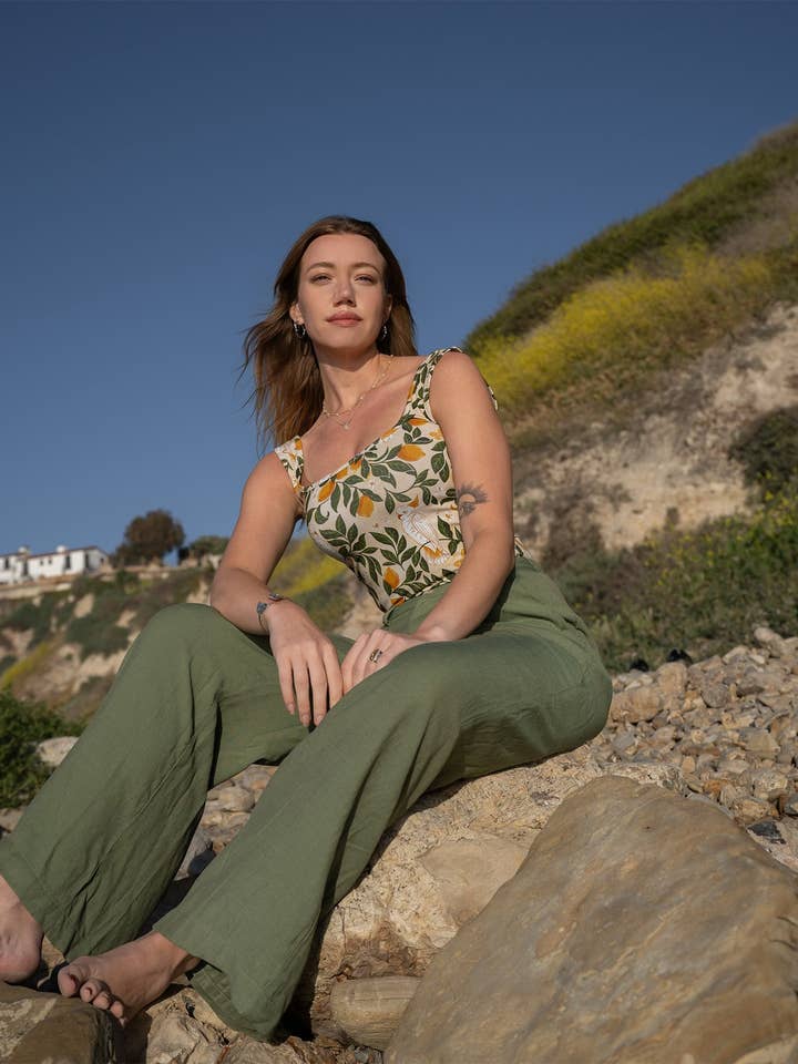 Sun & Sanctuary - Wholesale Tank Top - Women's - The Calypso Tank Top in Lemons & Cockatoos6