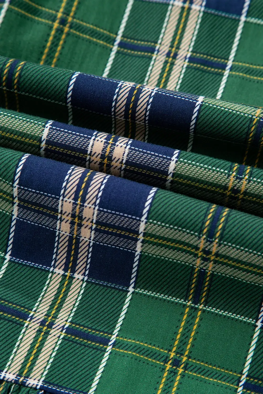 Green Casual Plaid Frill-Neck Long-Sleeve Mini Dress for wholesale on Faire8