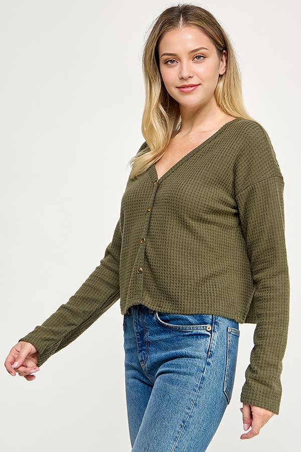 Cerule – wholesale Stickad topp - Dam – J5284 Långärmad topp i våffelstickning14