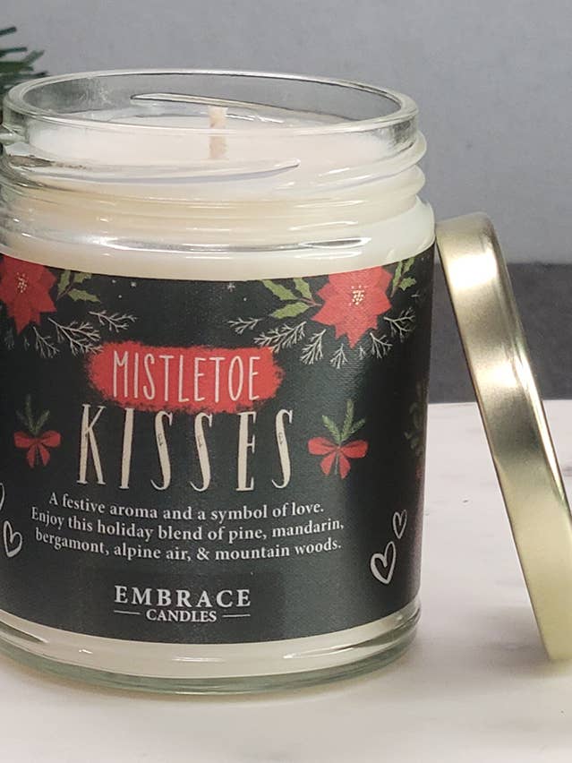 Mistletoe Kisses - Pine & Musk Holiday Candle for wholesale by Embrace Candles
