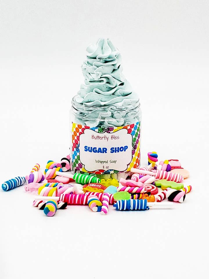 Sugar Whipped Soap | Candy Sugar Scented Whipped Soap | Can for wholesale by Butterfly Bliss