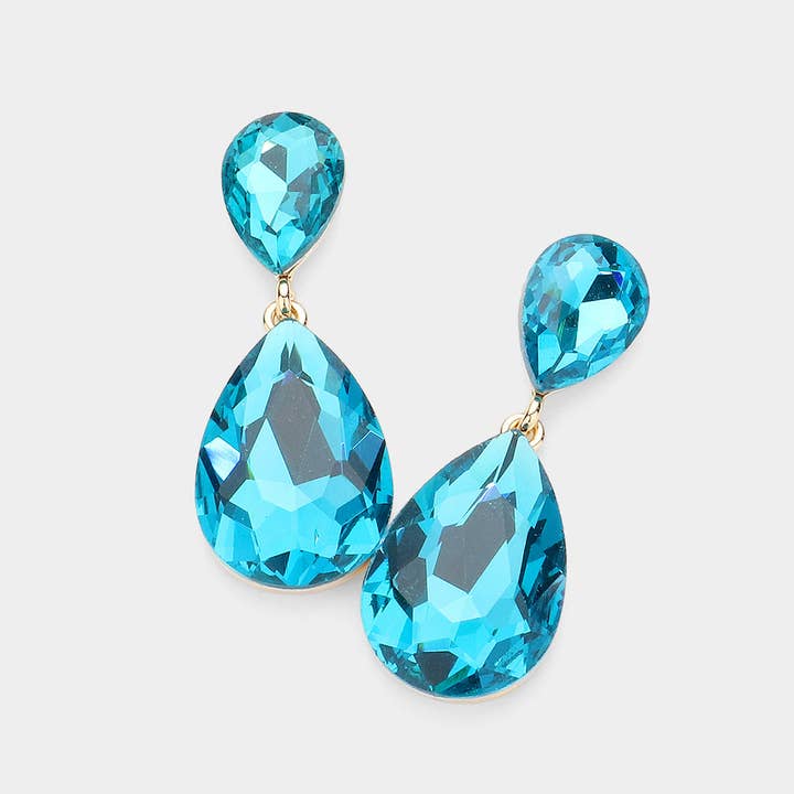 Wona Trading, Inc. - Wholesale Dangle Earrings - Glass Crystal Teardrop Evening Earrings