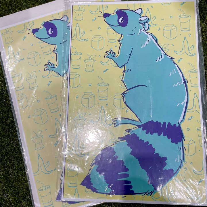 Spring Fox Studios - Wholesale Art Print - Trashy Raccoon 11x17" art poster print2