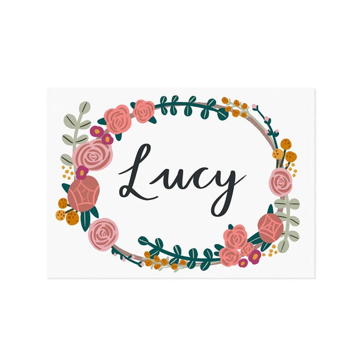 Floral Wreath Name Print for wholesale by Lauren Radley