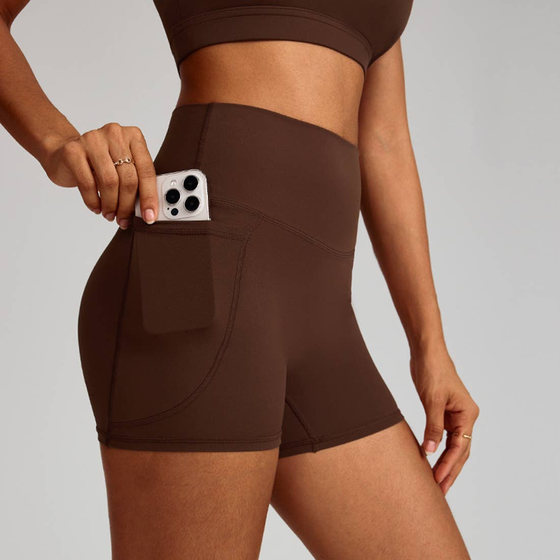 Sodalemon - Wholesale Athletic Shorts - Women's - Women High-Waist Quick-Dry Pocket Yoga Shorts3