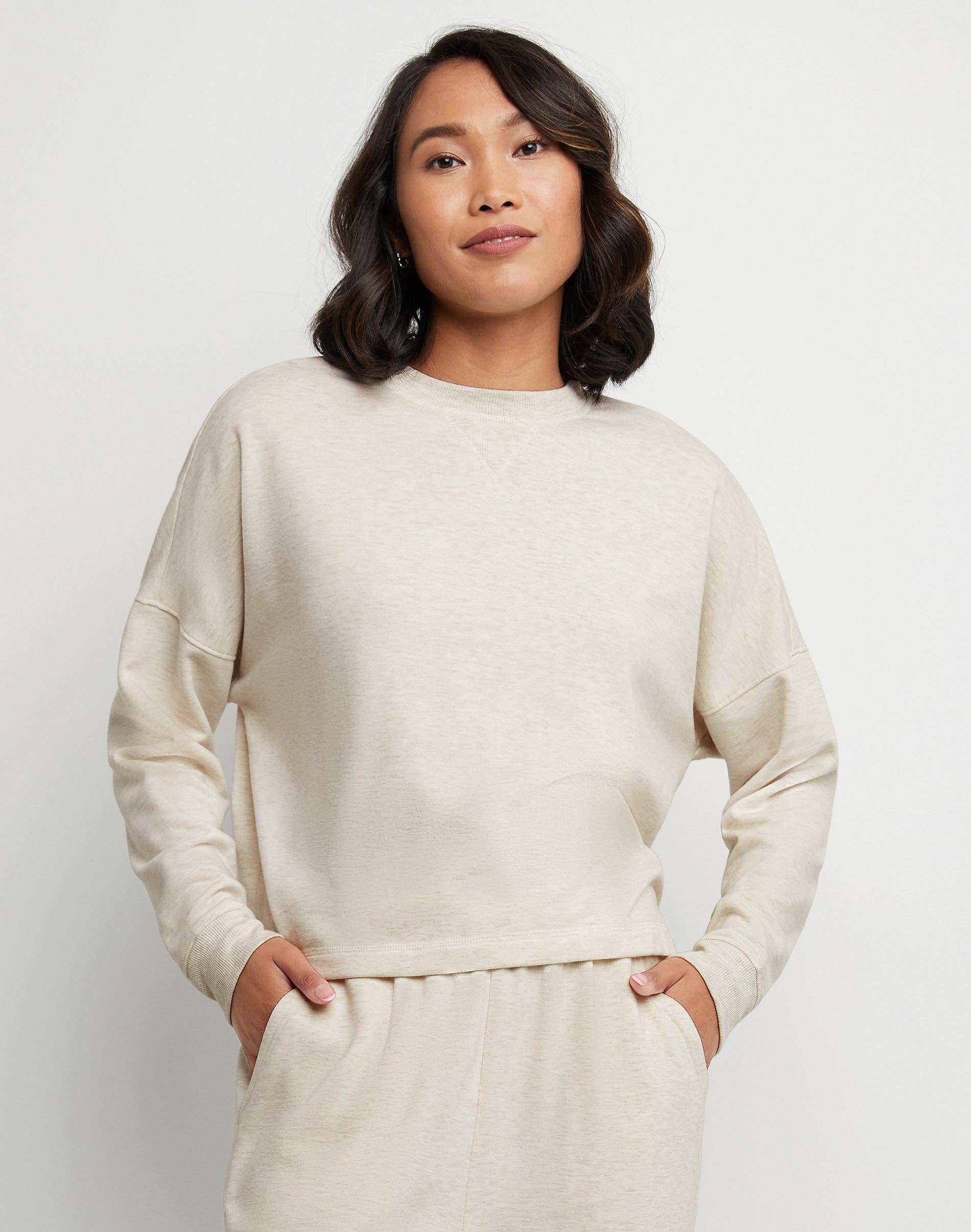 Empire Off Price - Wholesale Sweatshirt - Women's - Hanes Women’s Fleece Cropped Sweatshirt – Tri-Blend Pullover1