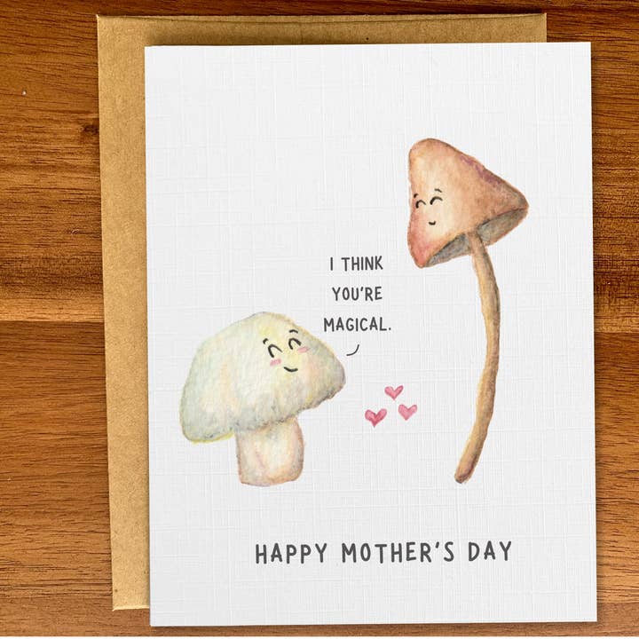 Pink Hill Press - Wholesale Valentine's Day Card - Cute magic mushroom Valentine's card, Cottage core Vday card