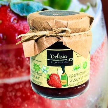 Confettura “Fragole Con Prosecco” per la vendita all'ingrosso da parte di Delizia Delikatessen