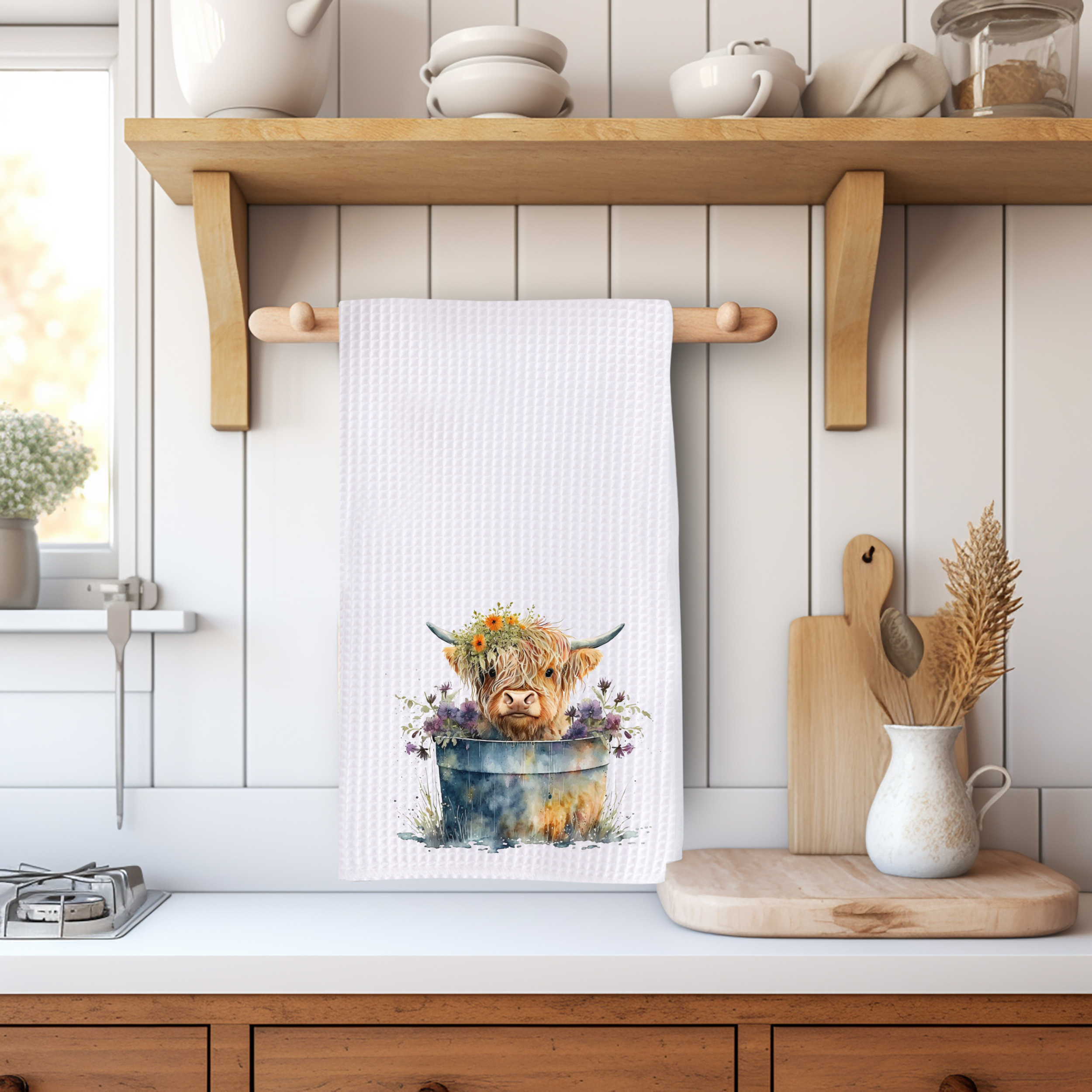 Fernville Creations - Wholesale Tea Towel - Highland Cow Hand Towel, Farmhouse Kitchen, Rustic Décor7