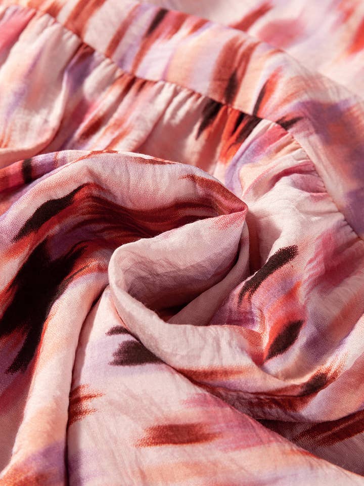 Rosa Falda larga de acuarela abstracta rosa con diseño tie-dye en capas de venta al por mayor en Faire
