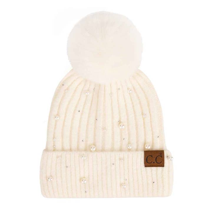 MiMi Wholesale - Wholesale Beanie - Women's - HAT4008 Naomi Pearl Embellished Pom Beanie4