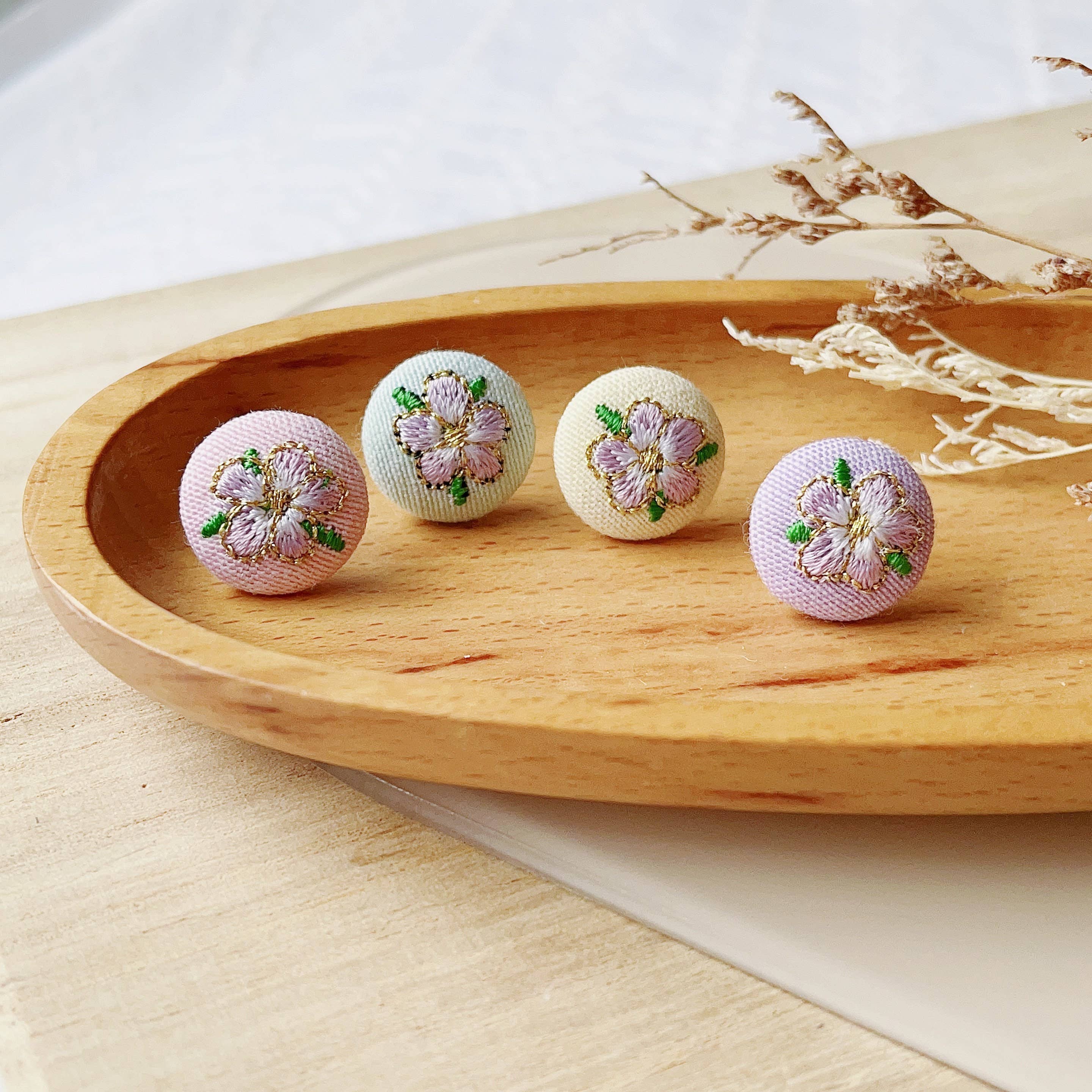 Giggle with Love - Wholesale Stud/Post Earrings - Handmade Small Rose Embroidery Stud Earrings7