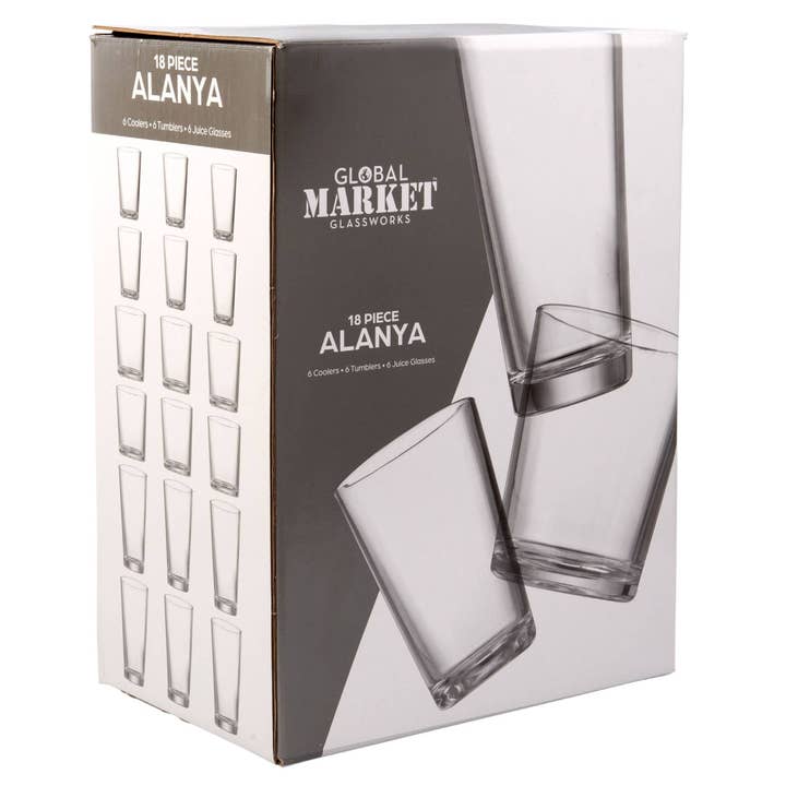 Glbl Mrkt Alanya 18pc (6)Clr 17oz (6)Tmblr 13oz (6)Juice 7oz for wholesale by Home Essentials