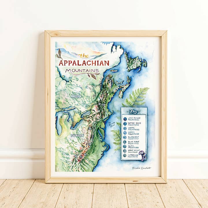 Rosalie Haizlett Illustration - Wholesale Art print - Appalachian Mountains Map - Watercolor Art Print1