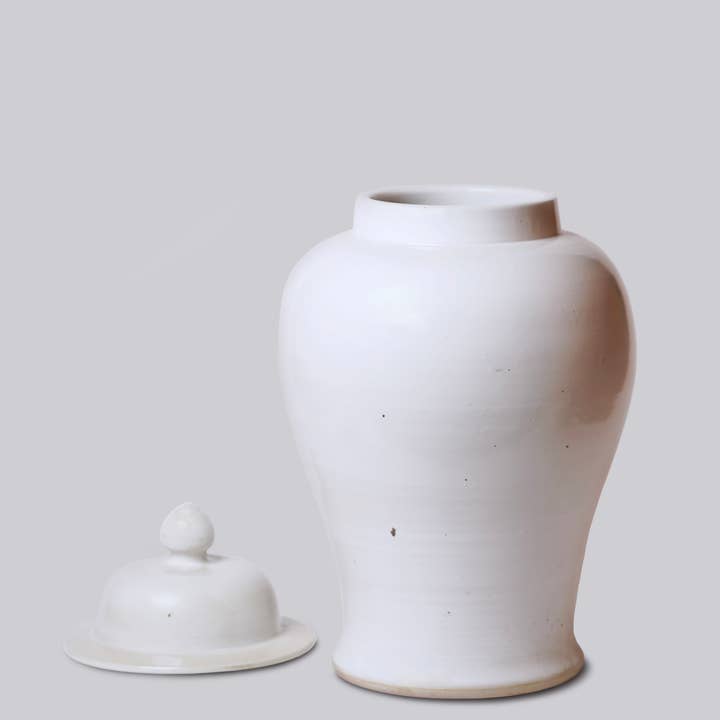 Cobalt Guild - Wholesale Decorative Jar - 25" Rustic Plain White Porcelain Temple Jar