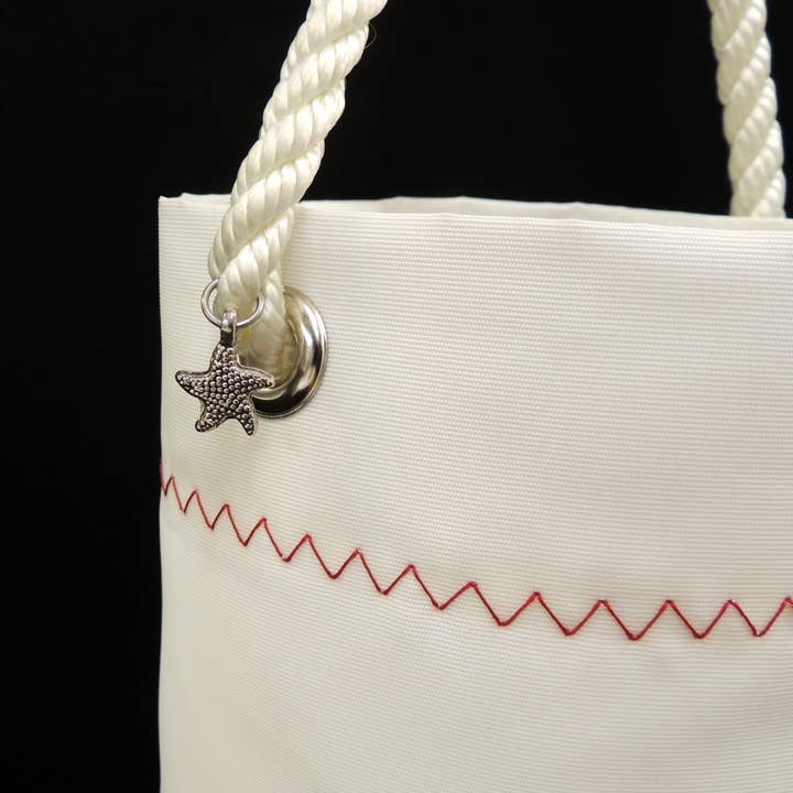 Mainland Canvas - Vendita all'ingrosso Borse per bottiglie di vino - Borsa da vino in tela per vele con motivo stelle marine rosse