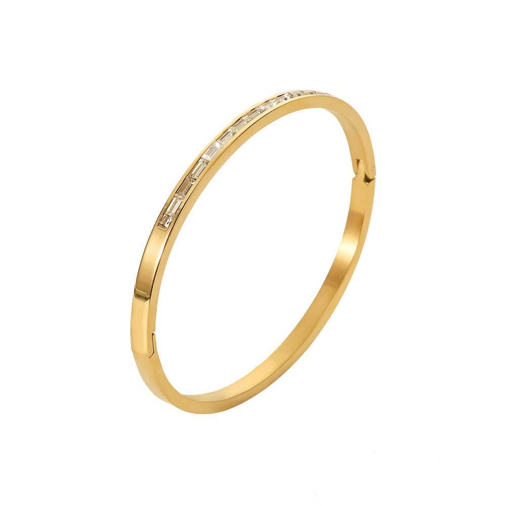 Savvy Bling - Wholesale Bangle Bracelet - Cz Zircon Gold Bangle Bracelet Waterproof0