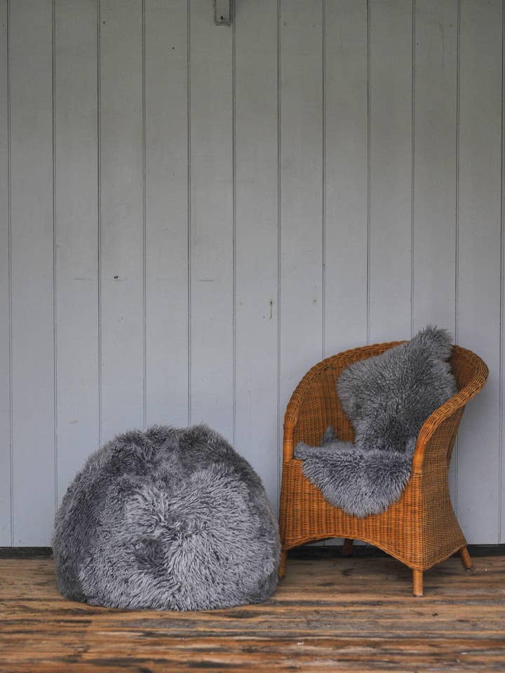 Sheepskin Beanbag Yetti Pewter Grey | Small by Owen Barry for wholesale by Owen Barry Ltd