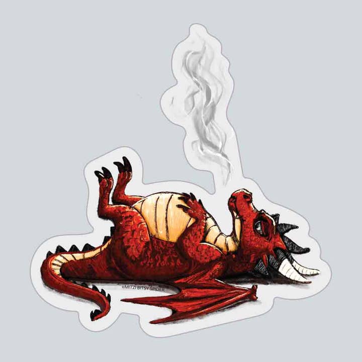 Burnt Out Dragon Clear Sticker—4 inch for wholesale by Mitzi Bitsy Spider