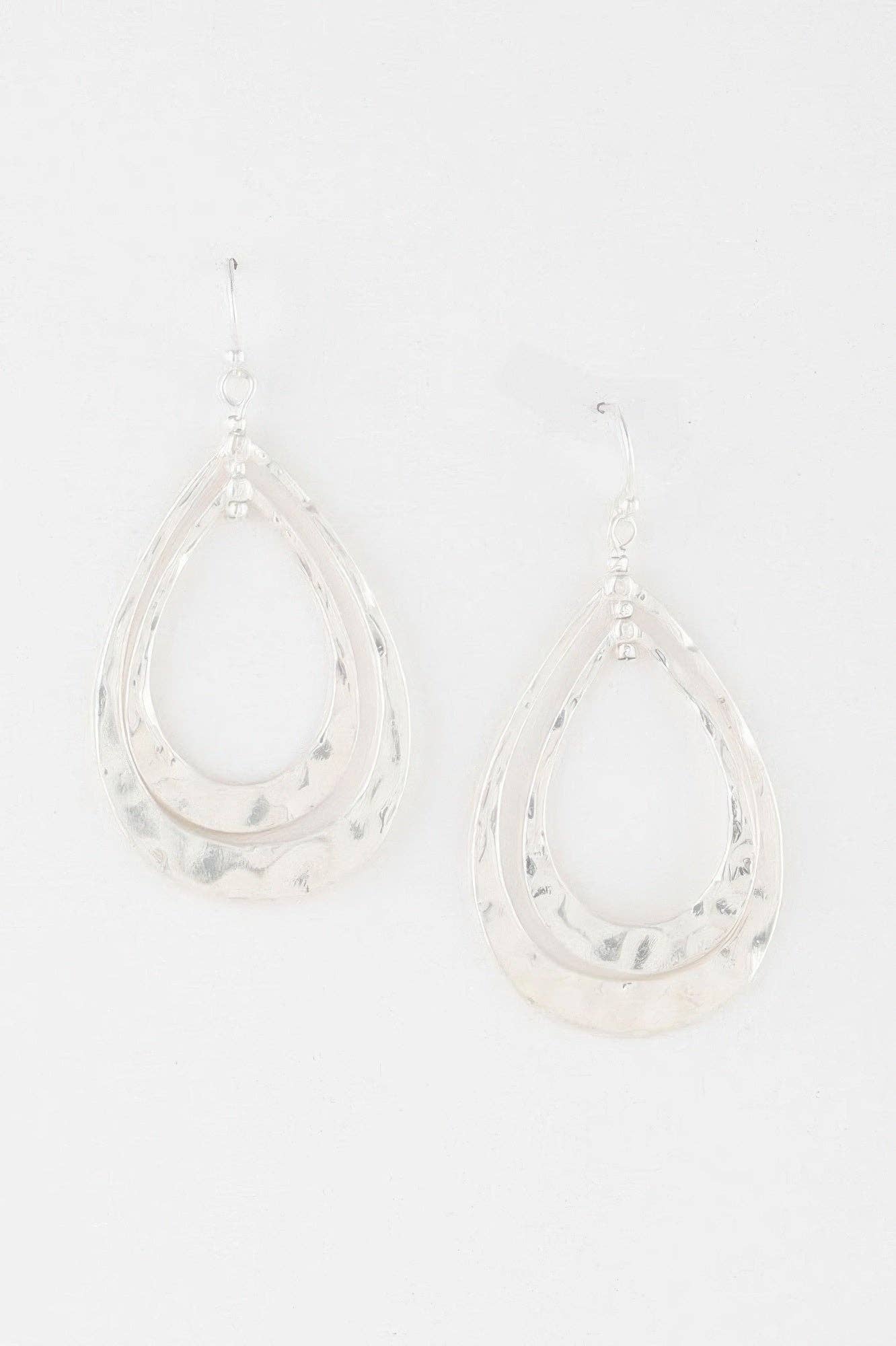 CC Wholesale Clothing - Wholesale Dangle Earrings - Hammered Double Teardrop Earrings1