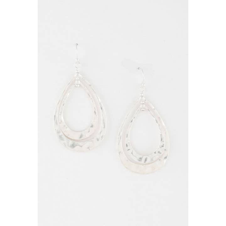 CC Wholesale Clothing - Wholesale Dangle Earrings - Hammered Double Teardrop Earrings1