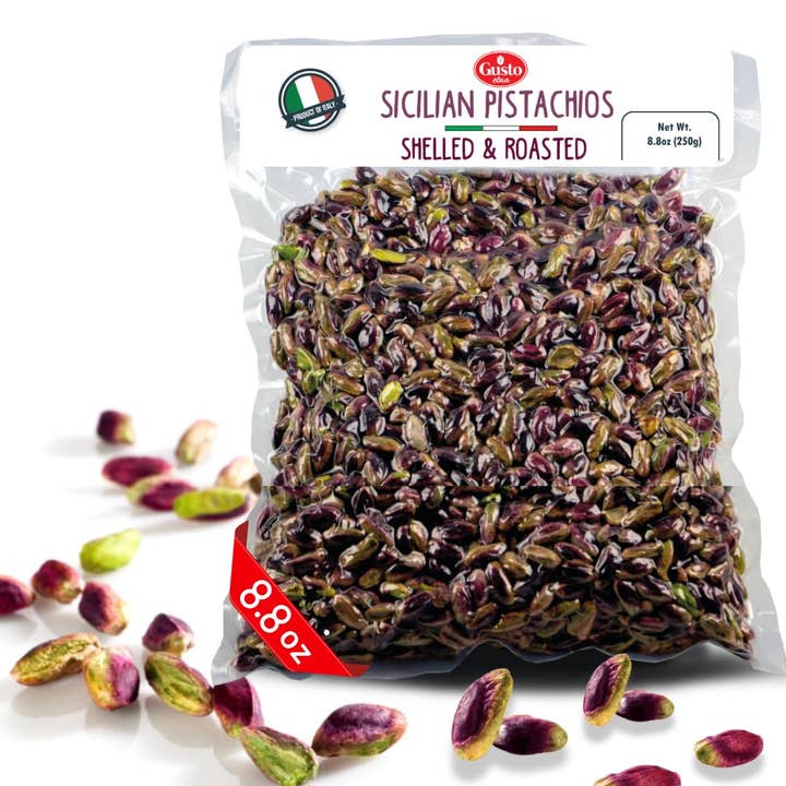 Gusto Etna, Sicilian Roasted Pistachios, No shell Unsalted,  8.8 oz (250 g) for wholesale by Wholesale Italian Food