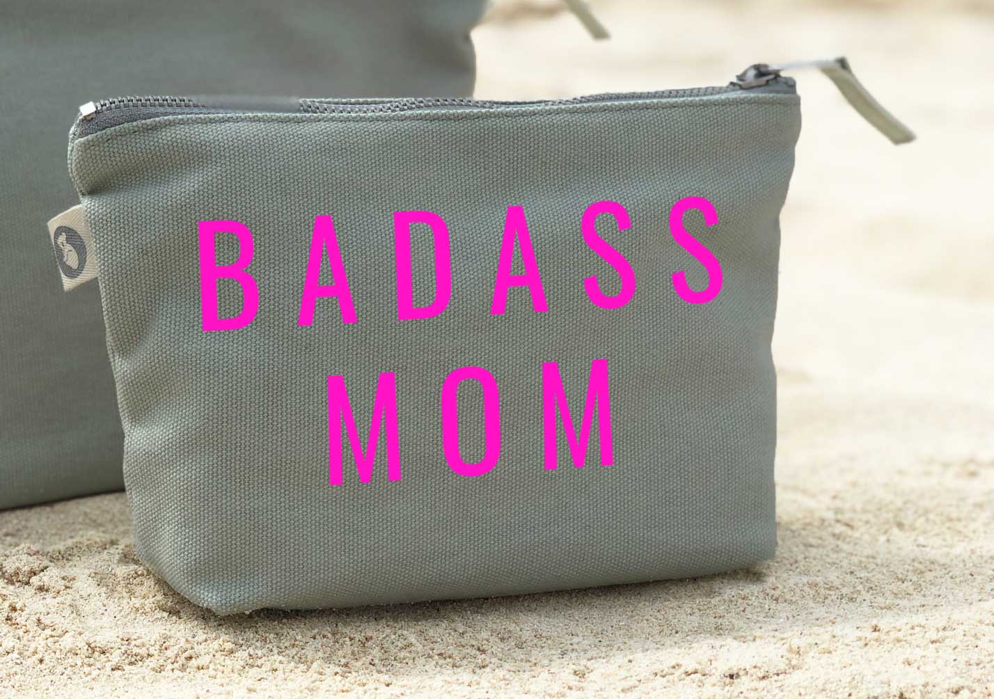 Quilted Koala - Wholesale Makeup/Cosmetic Bag - Olive Makeup Bag - Pink Badass Mom1