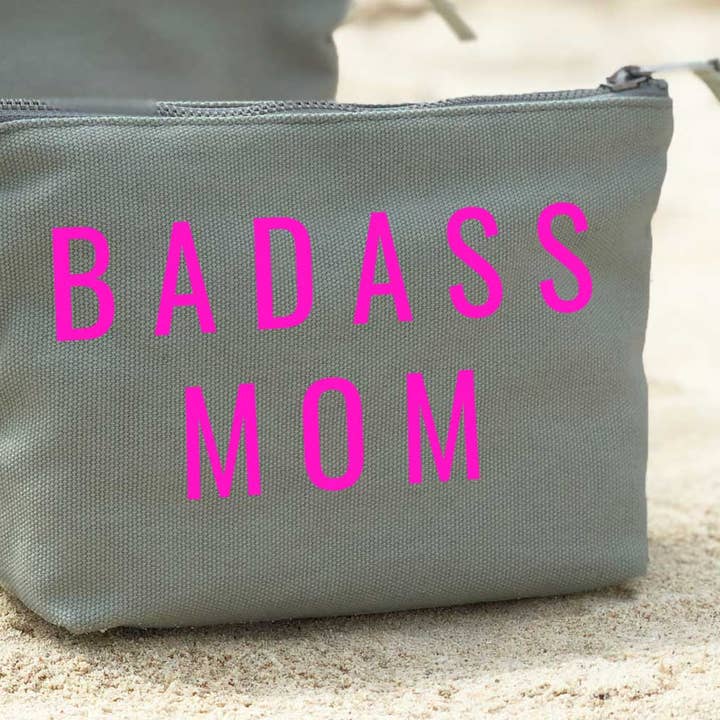 Quilted Koala - Wholesale Makeup/Cosmetic Bag - Olive Makeup Bag - Pink Badass Mom1