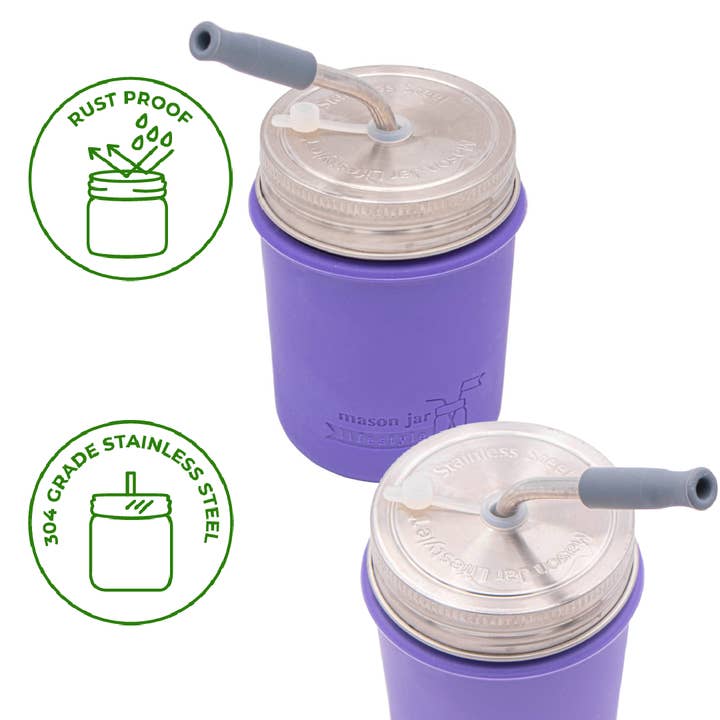 Mason Jar Lifestyle - Wholesale Drinking Straw - Short Thin Bent Stainless Steel Straw for Half Pint Jar
