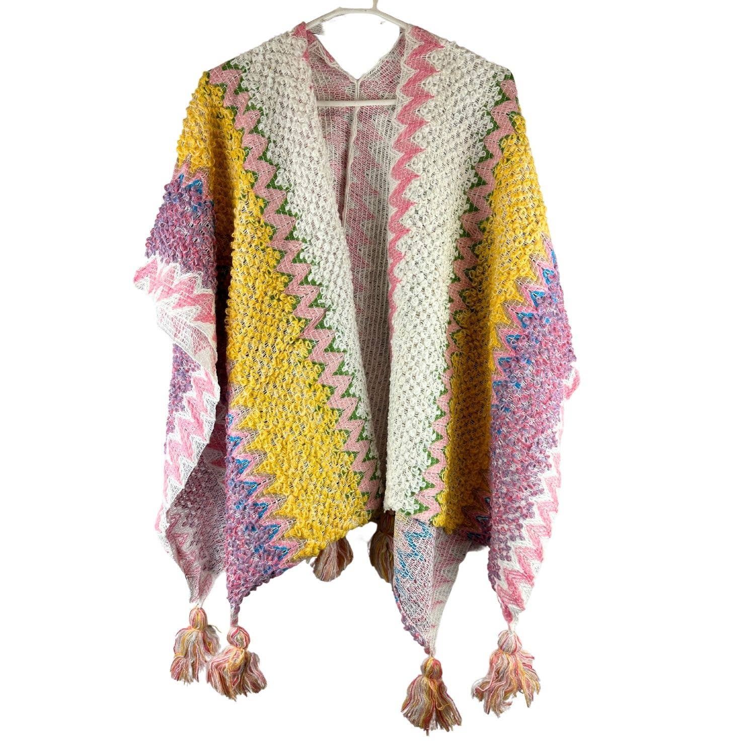 ZKY Wholesale - Venta al por mayor Poncho - Mujer - Chal étnico con flecos en forma de poncho, capa y cárdigan4
