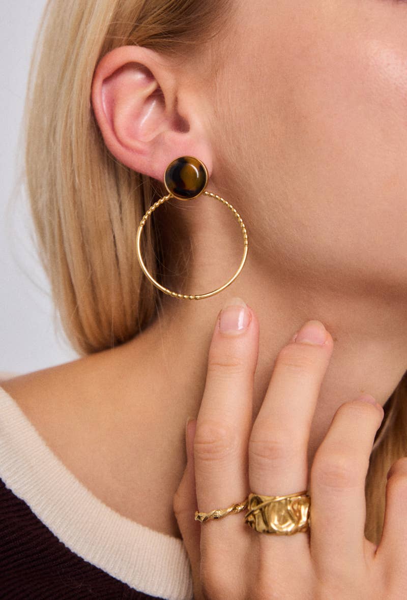 Gold Stainless steel earrings 124RX187 for wholesale on Faire0