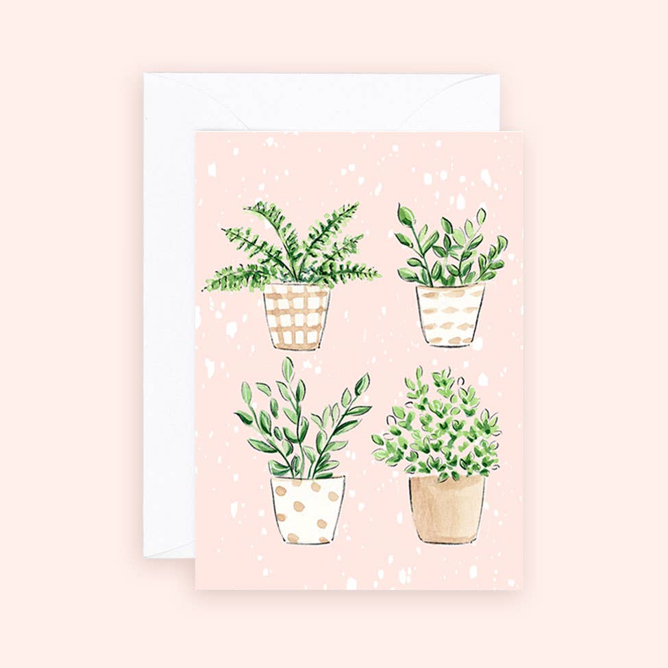 Almeida Illustrations - Wholesale Everyday Greeting Card - Mini Card - Plants Quartet -Everyday Botanical Enclosure Card