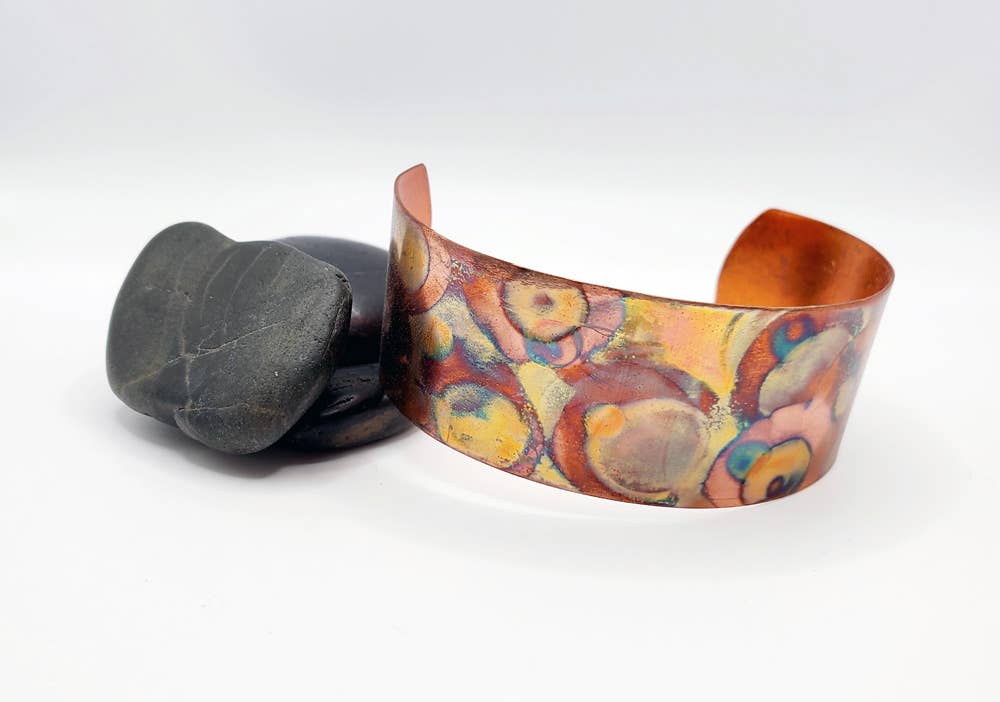 Covaly Artisan Jewelry - Wholesale Cuff Bracelet - Medium Flame Paint Copper Cuff1