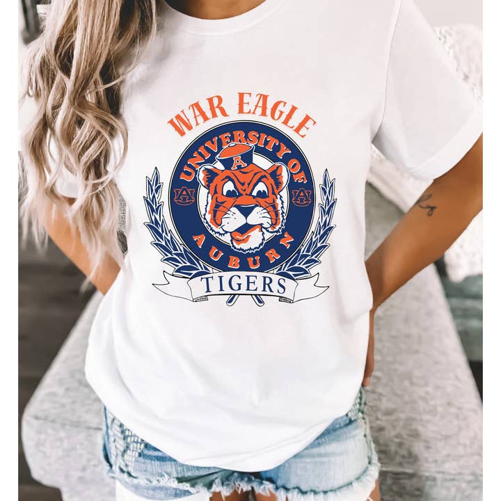 Retro Auburn T-shirt for engroshandel hos Pocketful of Prints