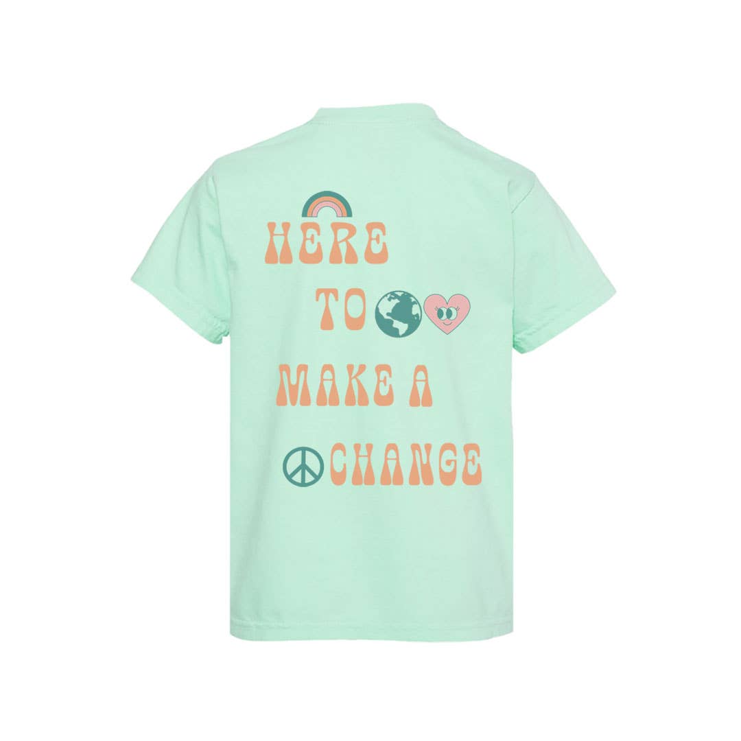 Port 213 - Wholesale Screen Printed T-Shirt - Kids - Kid's Mint Love & Peace T-shirt-Girls, Boys1
