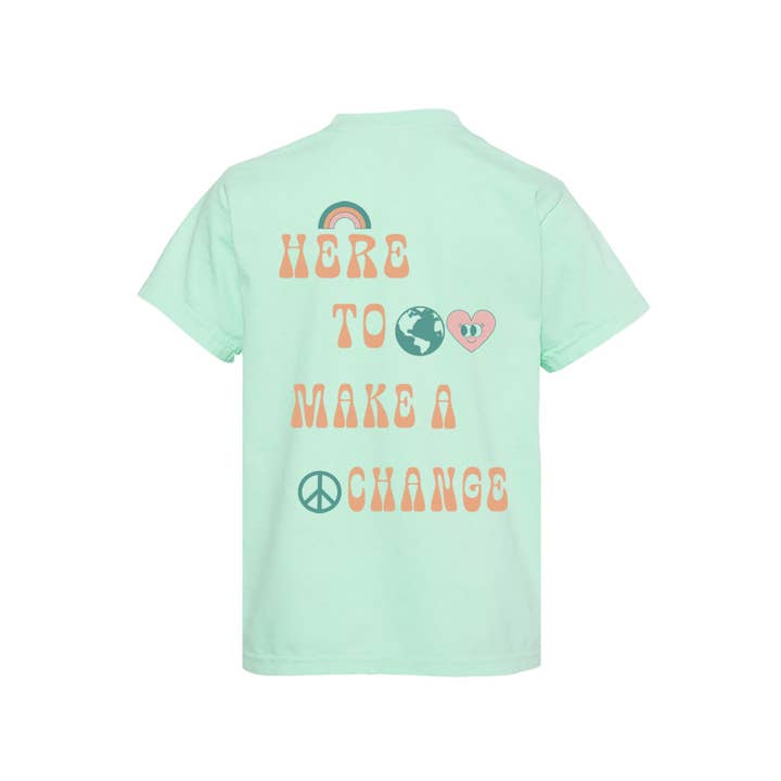 Port 213 - Wholesale Screen Printed T-Shirt - Kids - Kid's Mint Love & Peace T-shirt-Girls, Boys1