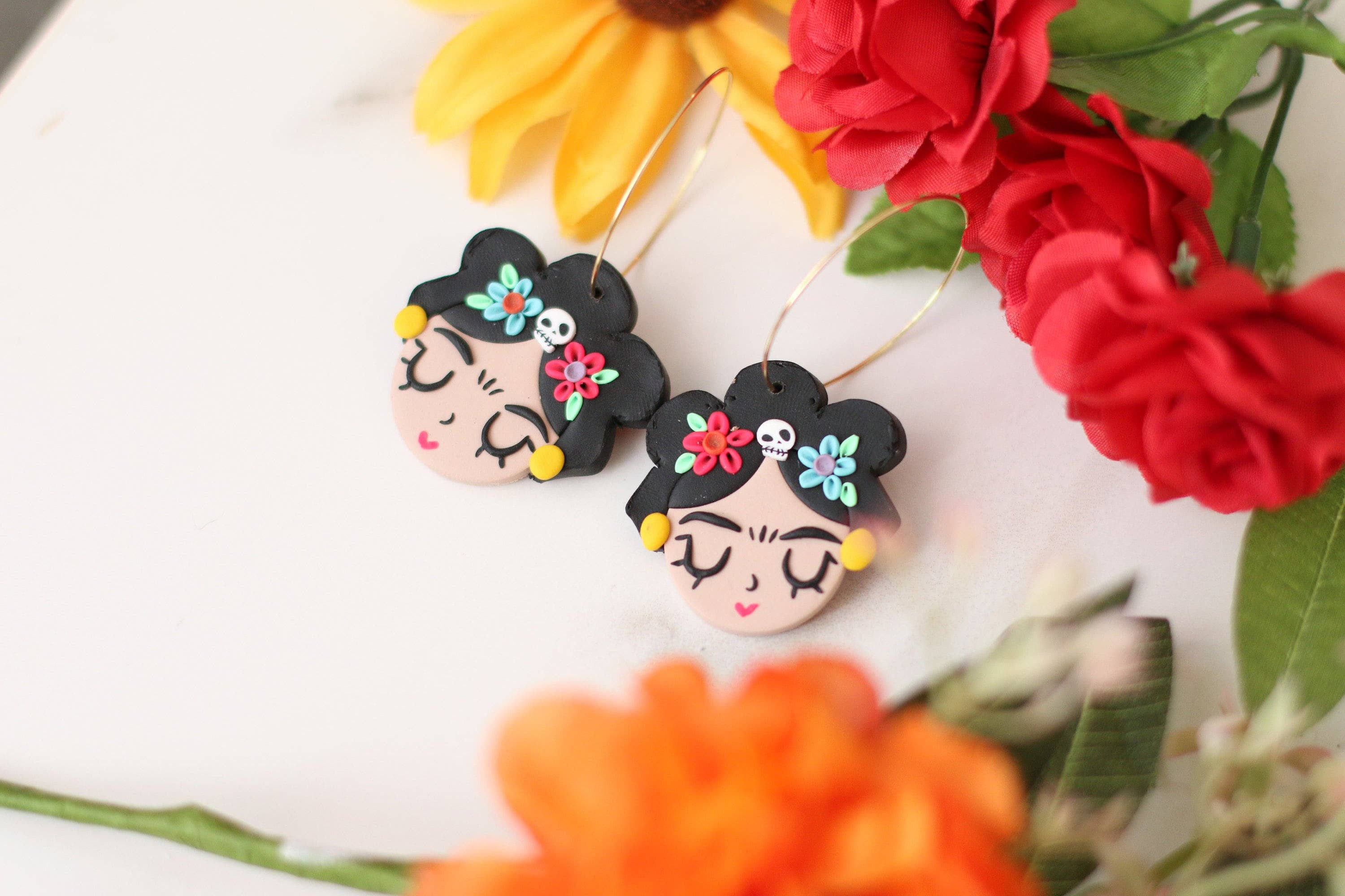 Skye Eclisse Jewelry - Wholesale Dangle Earrings - Day of The Dead Earrings, Frida Kahlo Earrings for Women2