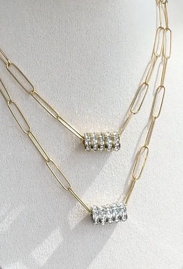 HoopLa – wholesale Link & chain necklace – Mia Paperclip Necklace-Pavé Rings-Stainless Steel- 14K CZ3