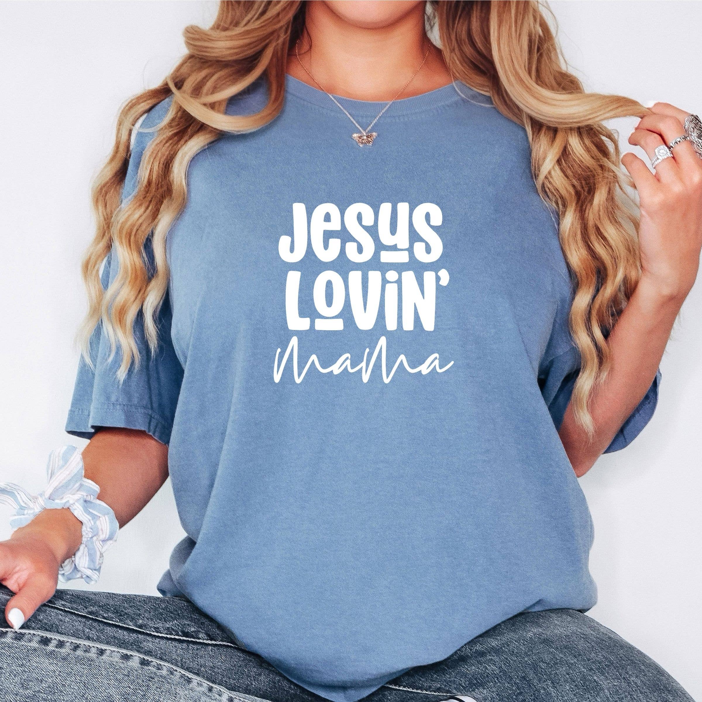 Wholehearted Motherhood and Co. - Venta al por mayor Camiseta serigrafiada - Mujer - Camiseta de Mamá Amante de Jesús - Camiseta Gráfica Cristiana de Otoño Occidental2