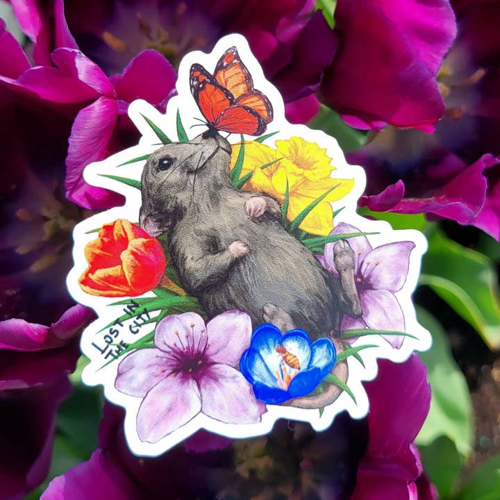 Autocollant en vinyle Spring Lover Rat | Lost in the City pour la vente par Santi of all Trades