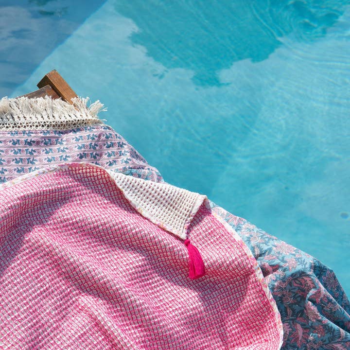 Lanita Beach Towel - honeycomb/terry - pink and other Purchase Wholesale pink beach towels. Free Returns & Net 60 Terms on Faire trending on Faire.