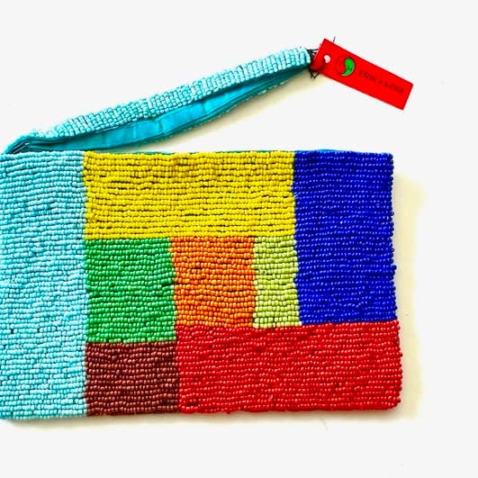 Beaded Clutch hand sewn glass beads both sides rectangles for wholesale by Erik & Mike