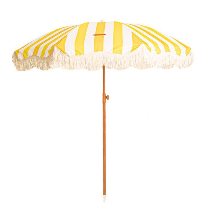 Gele, dik gestreepte strandparasol, tuindecor - BRISBANE voor wholesale door Flamingueo