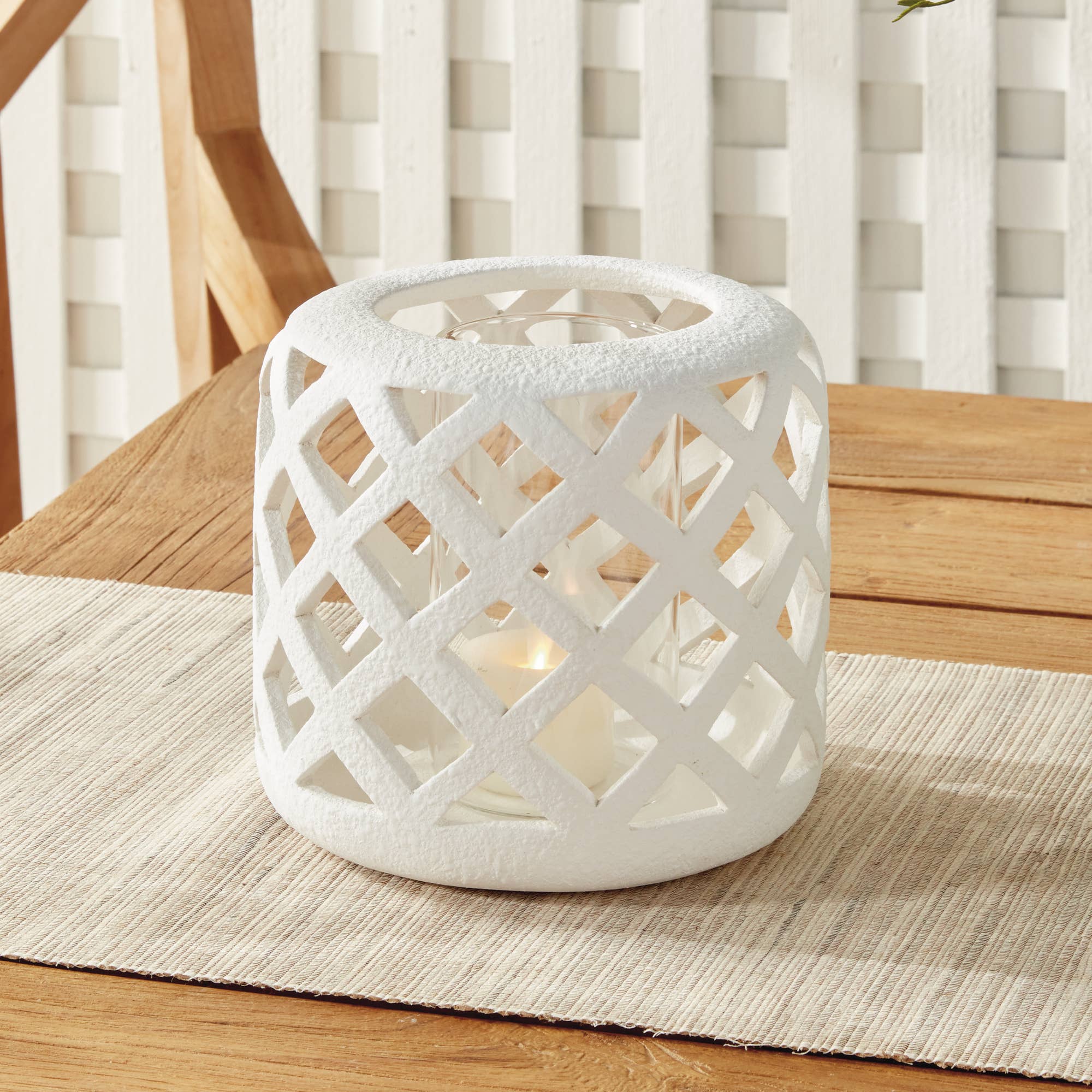 Napa Home & Garden - Wholesale Candle Holder - Lucca Hurricane Small, White1