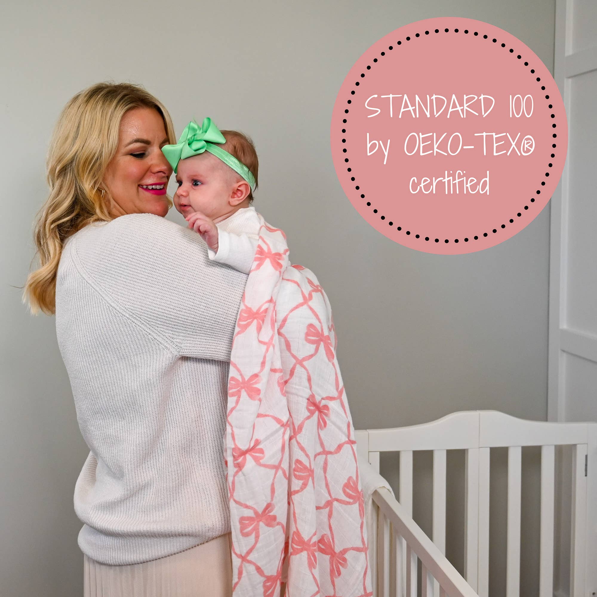 LollyBanks – Swaddle - Bebé por atacado – Manta Swaddle de Musselina para Bebê com Lindos Laços5